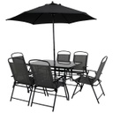 Royal Homes - Patio Set with Parasol Black Six Seats 