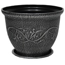 Royal Homes Flower Pot with Saucer 13x11in, Gold/ Silver/ Copper