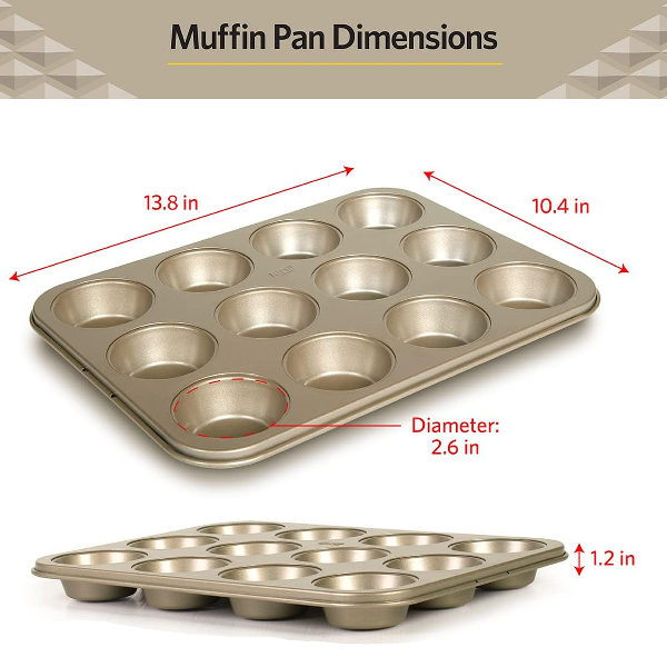 Glad Prem 12-Cup Muffin Pan 13.8x10.4in, Gold