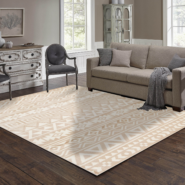 L'Baiet Rugs  Beige Geometric 5'x7'