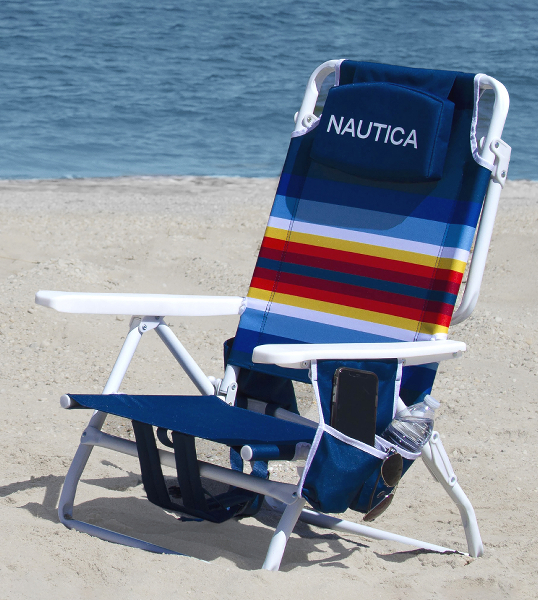 Nautica Beach Chair 5-Position, Rainbow Border