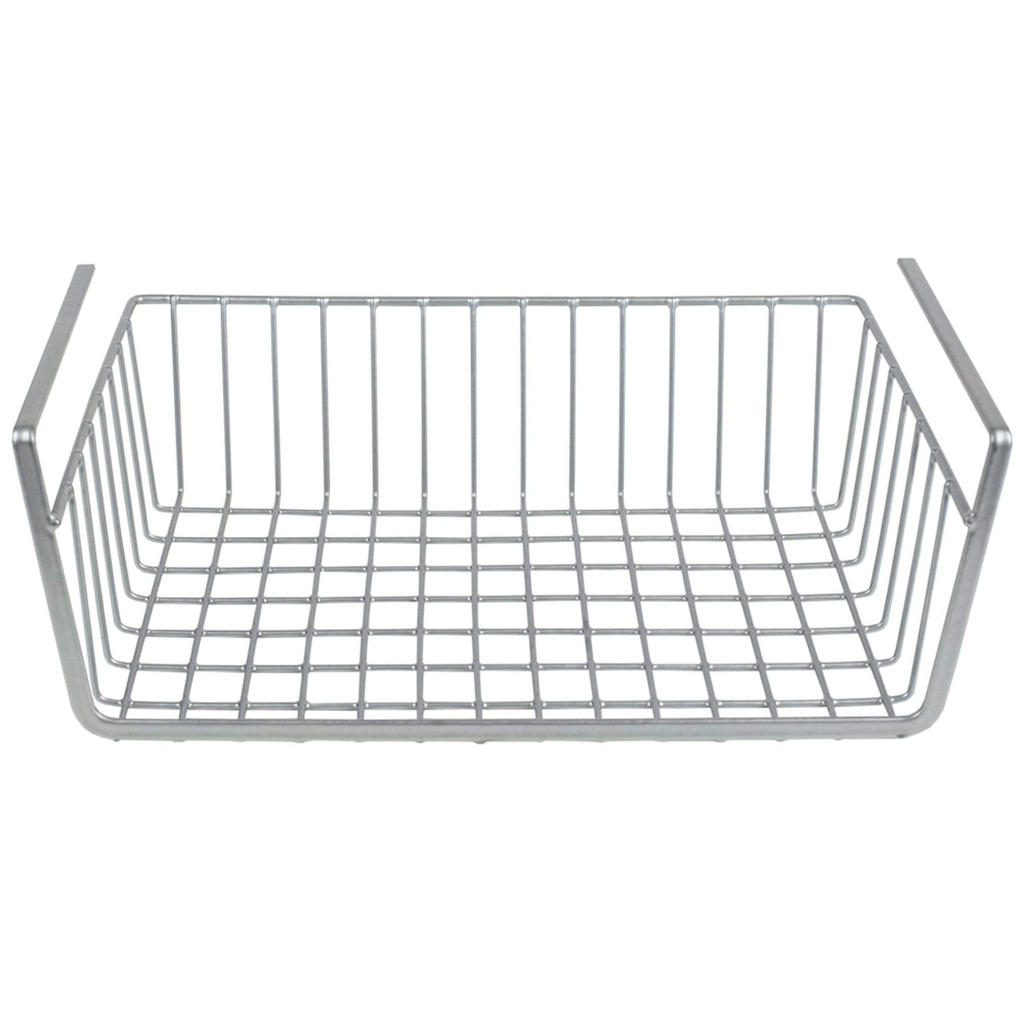 Home Basics Large Under Shelf Vinyl Coated Steel Basket, Silver