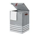 Nautica Folding Hamper with Lid, Gray Stripe
