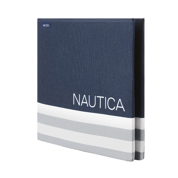 Nautica Folding Rectangular Storage Bin, Navy Stripe