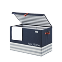 Nautica Folding Rectangular Hamper/ Storage Trunk with Lid, Navy Stripe
