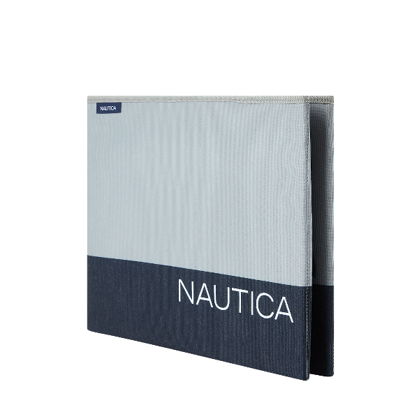 Nautica Folding Rectangular Storage Bin, Gray Block