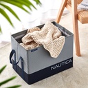 Nautica Folding Rectangular Storage Bin, Gray Block