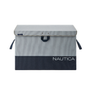 Nautica Folding Rectangular Hamper/ Storage Trunk with Lid, Gray Block
