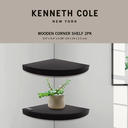 Kenneth Cole Wooden Corner Shelf 2-pack, Black