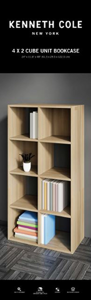 Kenneth Cole Bookcase 4x2 Cube, Oak
