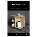 Kenneth Cole Moden End Table with Wheels, Oak