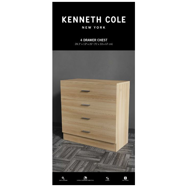 Kenneth Cole 4-Drawer Chest, Oak