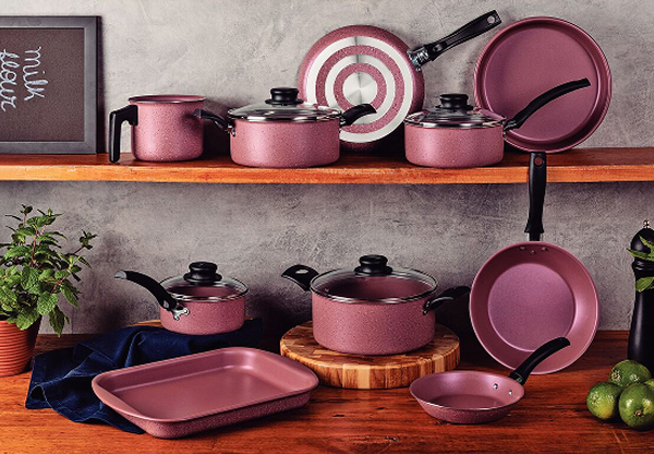 Tramontina Turim 10-piece Cookware Set, Pink