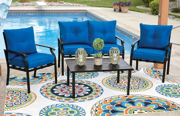 Outdoor Expressions 4-Piece Azure Chat Set, Blue
