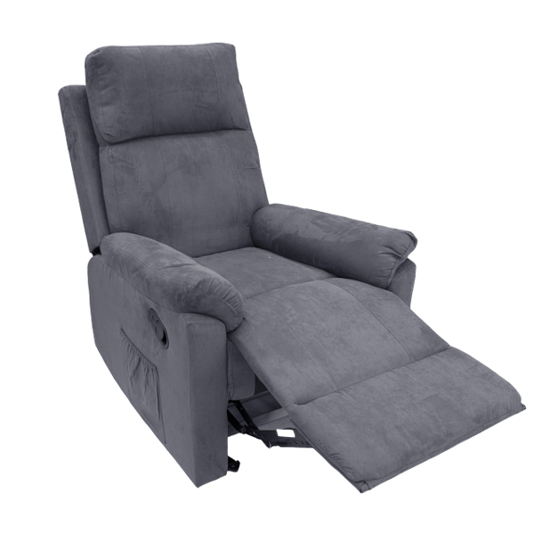 Ideal Furniture Rocking Recliner Sofa, Grey Suede