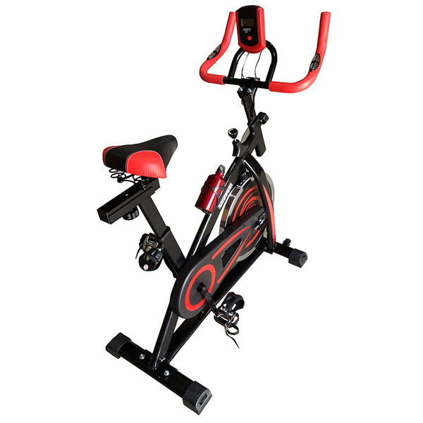 Gym Master Spin Bike w/ Digital Display Black/ Red