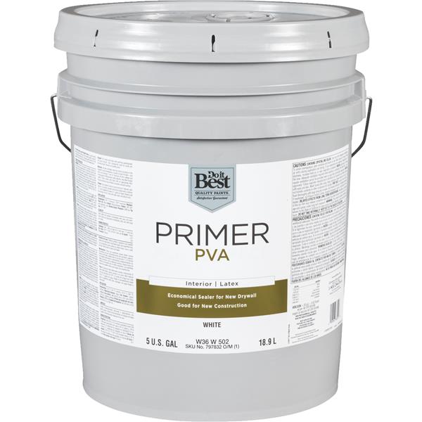 Do it Best PVA Interior Latex Drywall Primer, White, 5 Gal.