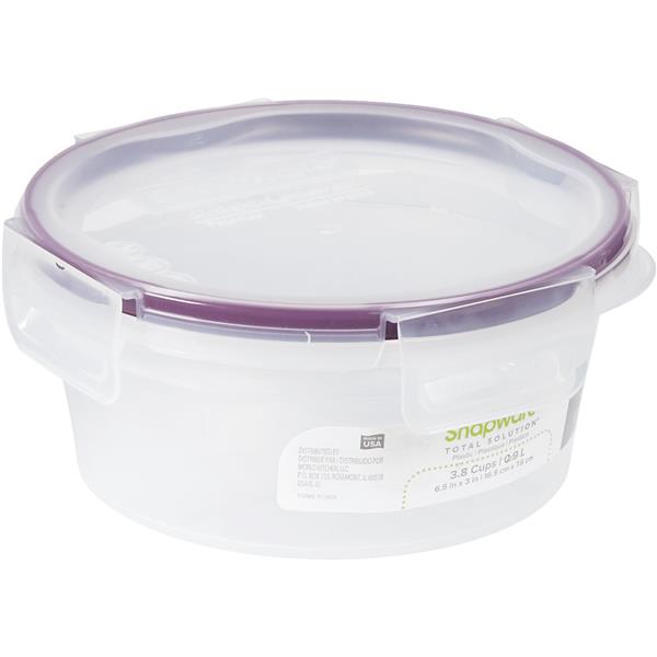 Snapware Total Solution Plastic Food Storage Container 4-Cup Round with Four Latch Locking Lid