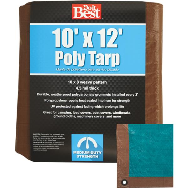 ****Do it Best Woven Medium Duty Poly Tarp 10x12ft Green/ Brown