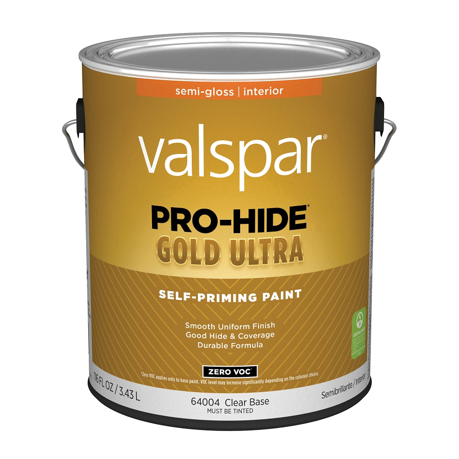 Valspar Pro-Hide Gold Ultra Zero VOC Latex Semi-Gloss Interior Wall Paint, Clear Base, 1 Gal.