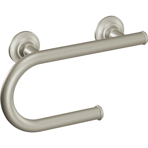 Moen Grab Bar with Toilet Paper Holder 8 In., Brushed Nickel