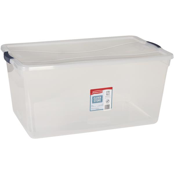 Rubbermaid Clever Store Latching Lid Storage Tote 95 Qt. Clear