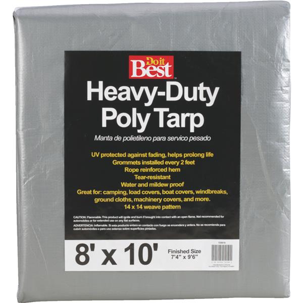 ****Do it Best Heavy Duty Woven Poly Tarp 8 x 10 Ft, Silver