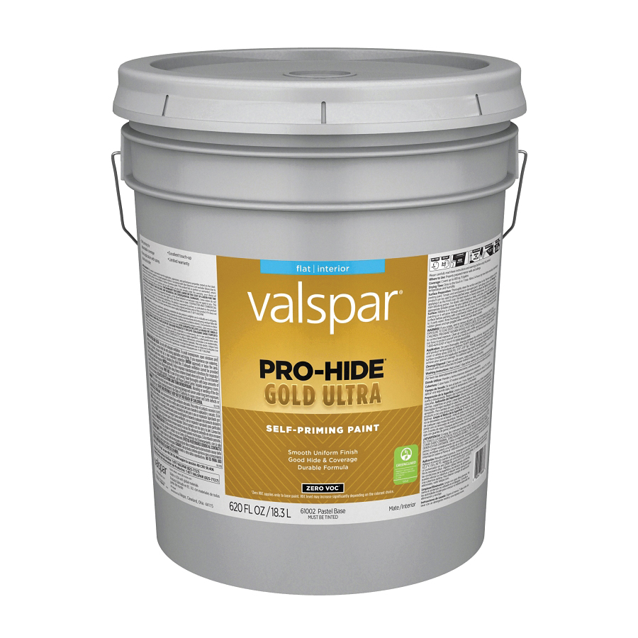 Valspar Pro-Hide Gold Ultra Zero VOC Latex Flat Interior Wall Paint, Pastel Base, 5 Gal.