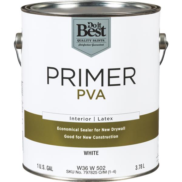 Do it Best PVA Interior Latex Drywall Primer, White, 1 Gal