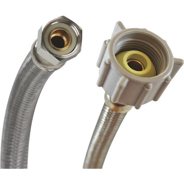 Fluidmaster 3/8In. Comp x 7/8In. Ballcock x 12In. L Braided Toilet Connector, Stainless Steel