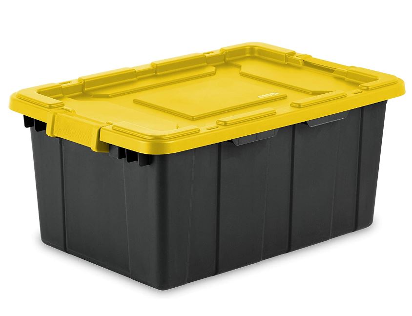 Sterilite 15 Gallon Industrial Tote, Black/ Yellow