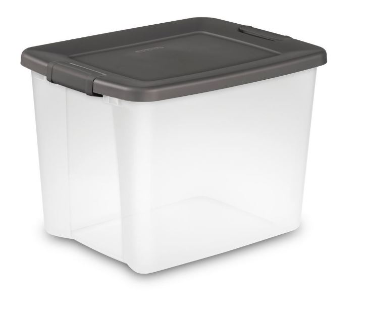 Sterilite Shelf Tote 50 Qt Clear w/Flat Grey Lid