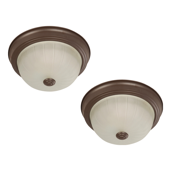 Royal Homes Twin Pack 1-Light Indoor Ceiling Flush Mount Brown Finish E27 60W