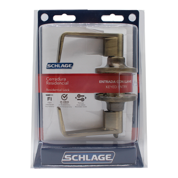 ^Schlage Brass Lever Eros Keyed Entry 609 BST 7707007710019