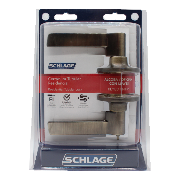 Schlage Brass Lever Talia Keyed Entry 609 BST 7707007703417