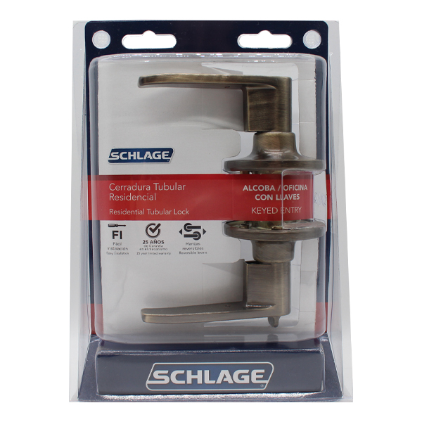 ****	 Schlage Brass Lever Kore Keyed Entry 609 BST 7707007703530