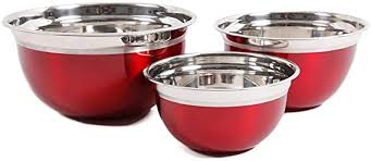 Oster Mixing Bowl Set of 3, Metallic Red