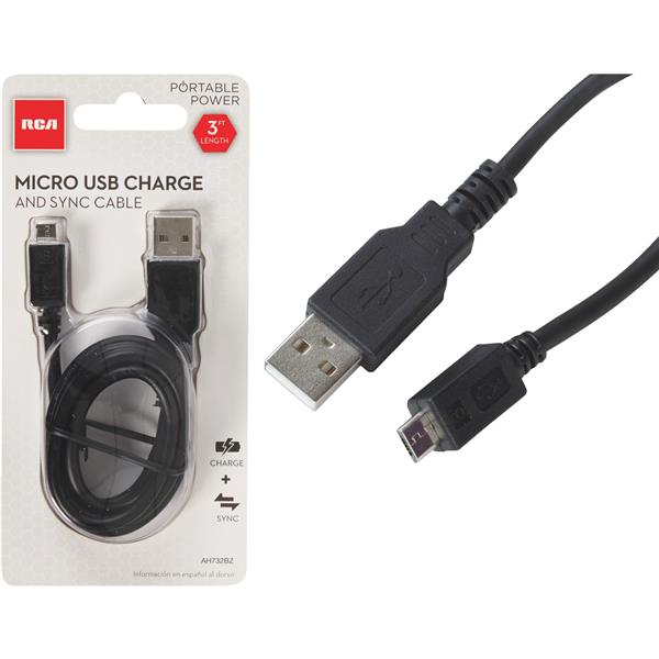 ****RCA 3 Ft. Black Micro USB Charging &amp; Sync Cable