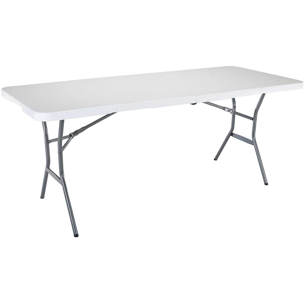 Lifetime 6 Ft. Light Commercial Fold-in-half Table with Handle, White