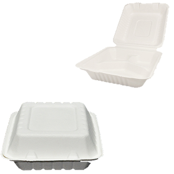 ****Biopack 8.5In. Bagasse Meal Box 3 comp - 50ct