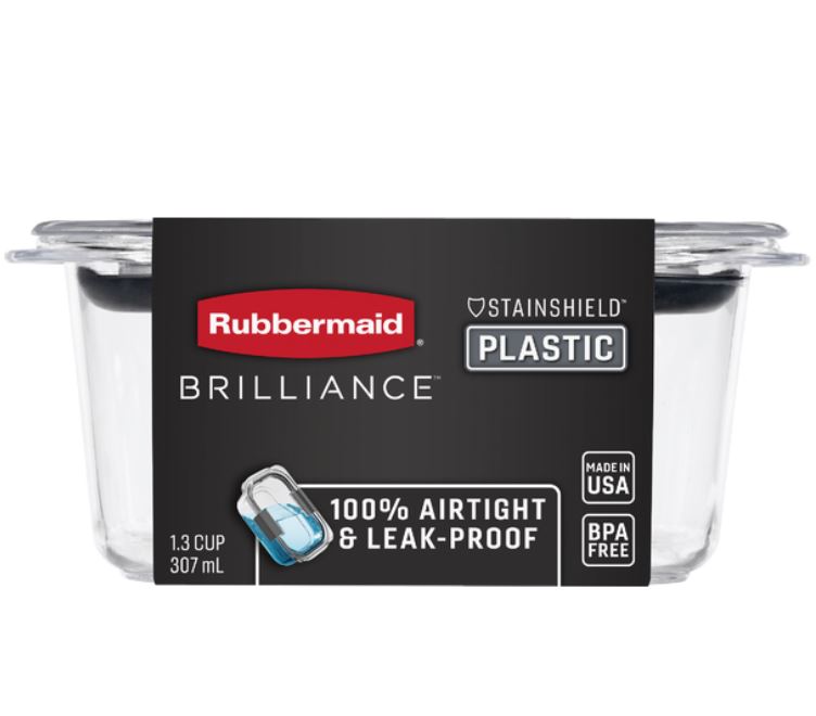 Rubbermaid Brilliance Rectangle Food Storage Container 1.3 C. Clear