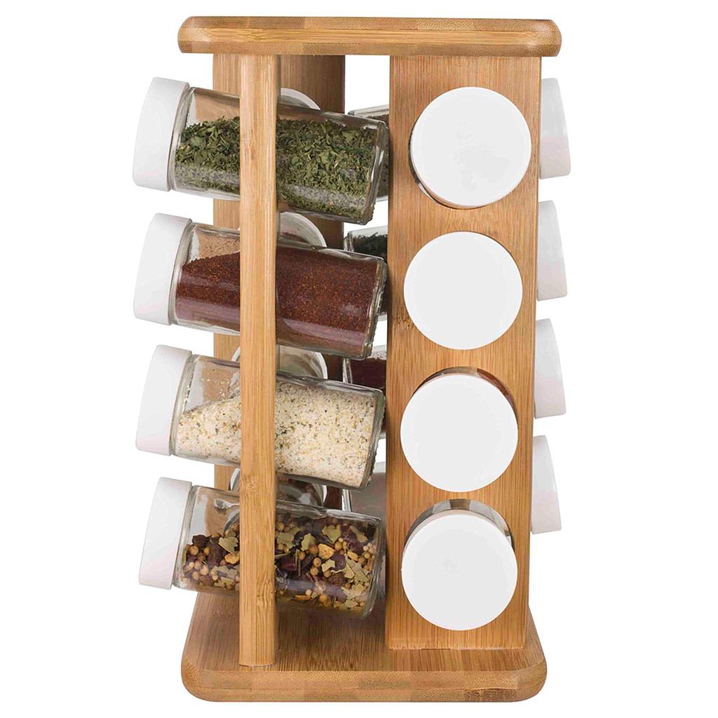 Home Basics 16pc Bamboo Revolving Spice Rack