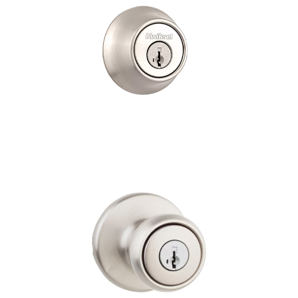 Kwikset Polo Keyed Entry Knob and Single Cylinder Deadbolt Combo, Satin Chrome