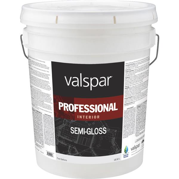 Valspar Professional Latex Semi-Gloss Interior Wall Paint, Medium Base, 5 Gal.