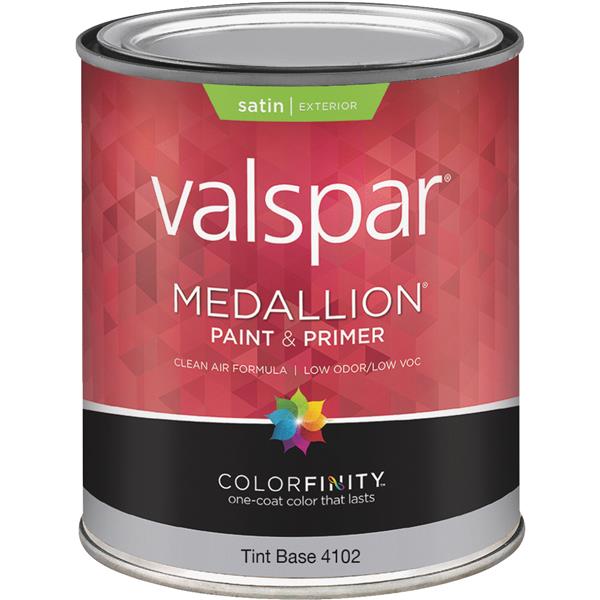 ****Valspar Medallion 100% Acrylic Paint &amp; Primer Satin Exterior House Paint, Tint Base, 1 Qt.