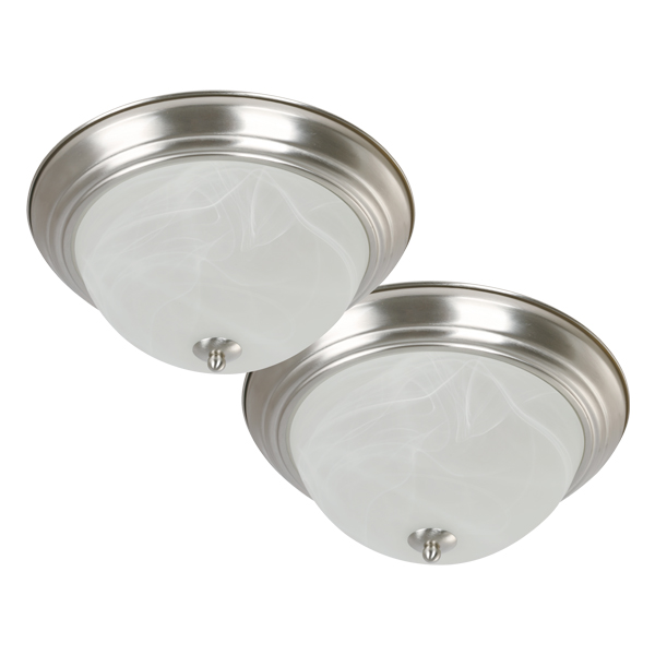 Royal Homes Twin Pack Indoor Ceiling Lamp Flush Mount Satin Nickel