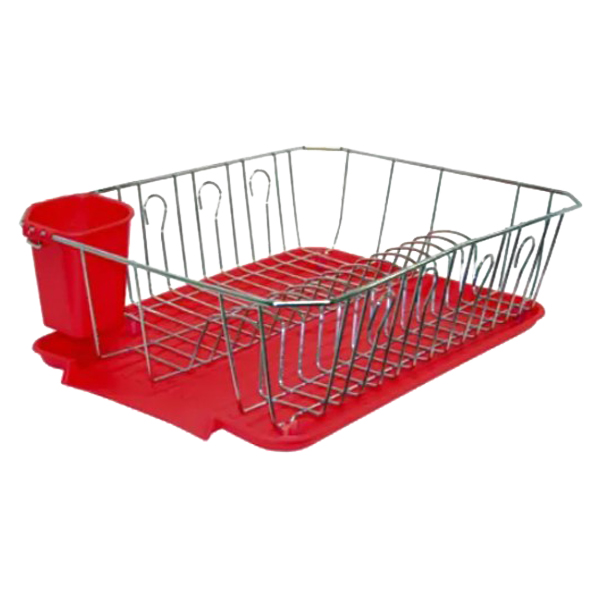 Kennedy Dish Rack with Utensil Holder, Red