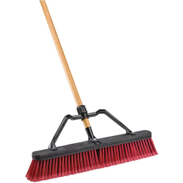 Libman Wood Handle Multi-Surface Industrial Push Broom 24 In. W. x 65 In. L.