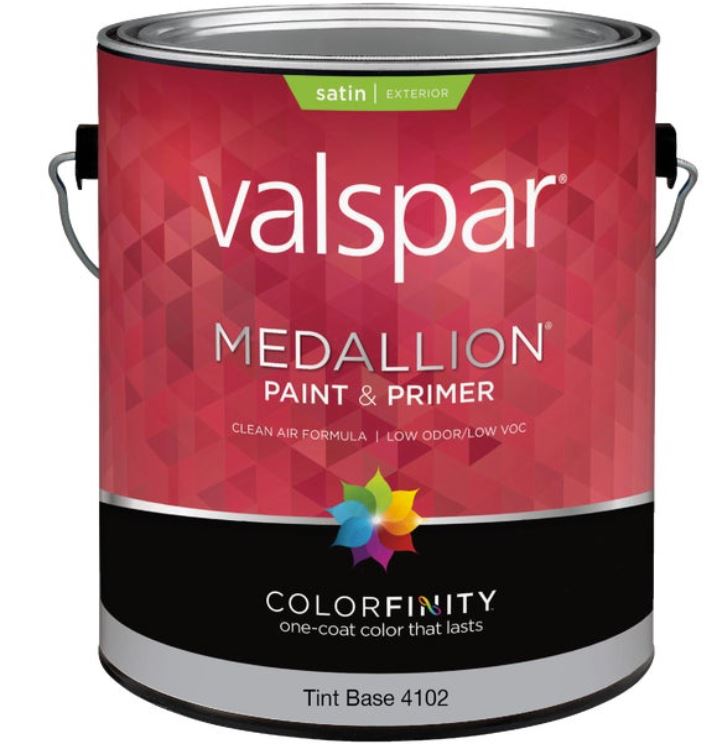 Valspar Medallion 100% Acrylic Paint &amp; Primer Satin Exterior House Paint, Tint Base, 1 Gal.