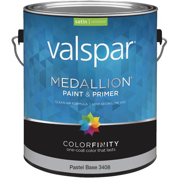 Valspar Medallion 100% Acrylic Paint &amp; Primer Satin Interior Wall Paint, Pastel Base, 1 Gal.